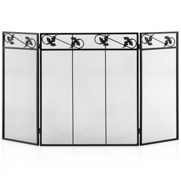 3-Panel Fireplace Screen Decor Cover with Exquisite Pattern